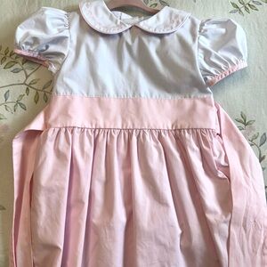 The Beaufort Bonnet Company Pink and White Peter Pan Collar Dress for Girls